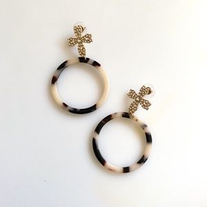 Rhinestone Flower Circle Handmade Earrings